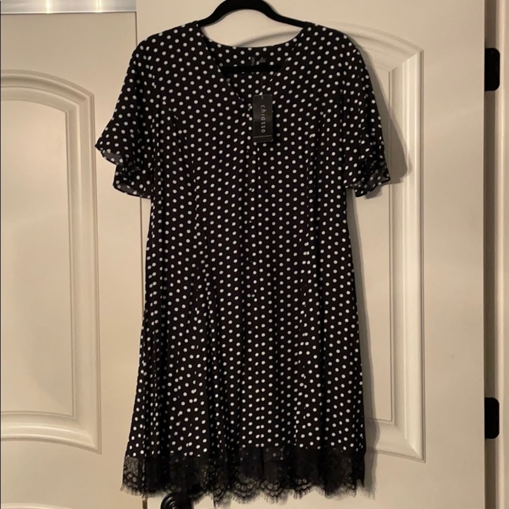 New - Chiasso-black/white short sleeve mini dress